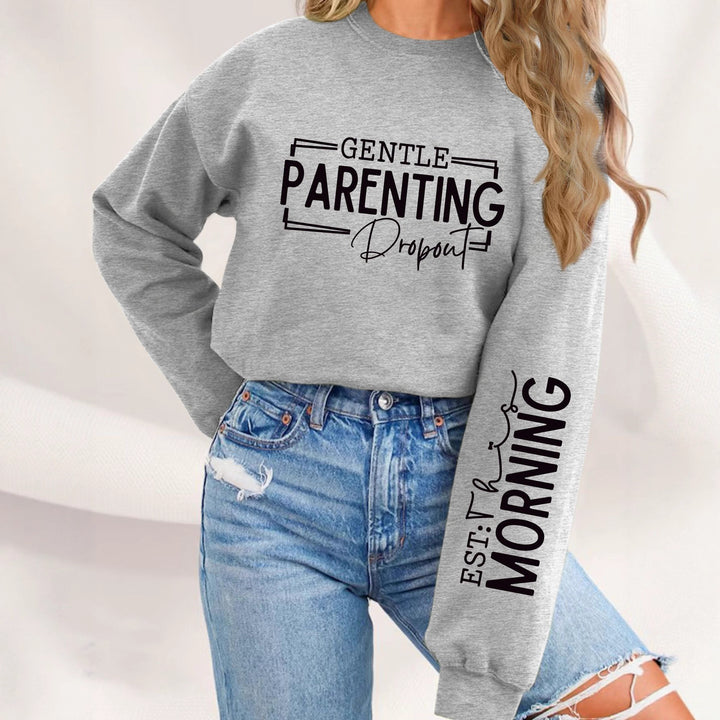 Kvinders sweatshirt med unikt trykt forældremotiv og afslappet pasform Stilla
