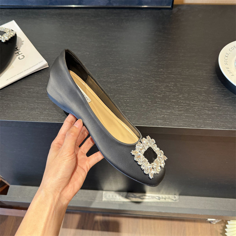 Dame elegante Slipper Ballerina Flade sko med prydede strass-accenter Stilla