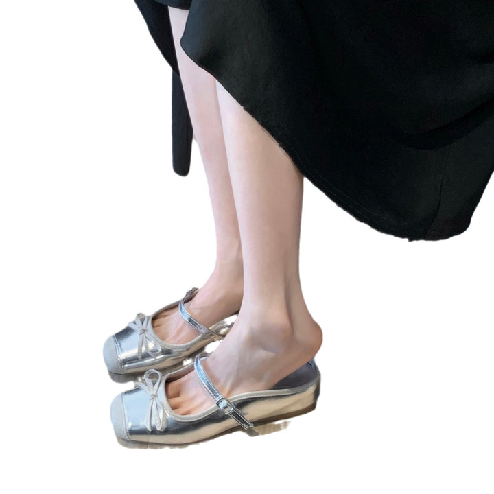 Dame Elegant Slingback Ballerinaer med Sløjfe Accent Stilla