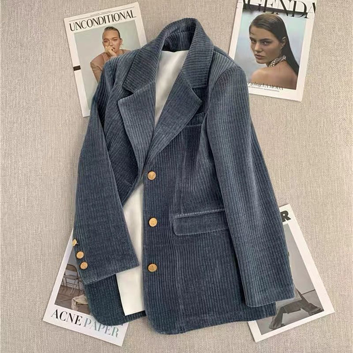 Dame mode kord blazer i en afslappet pasform Stilla