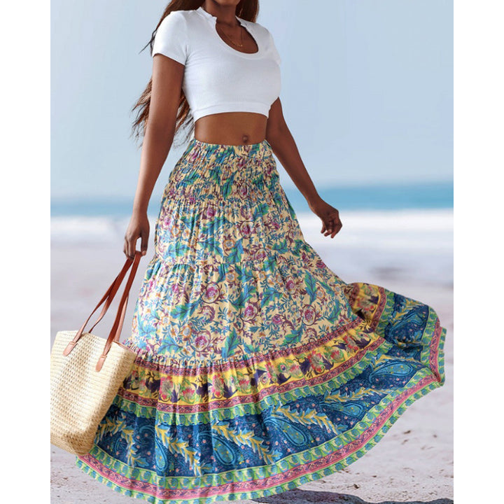 Dame sommerkjole i afslappet boho-stil med elastik Stilla