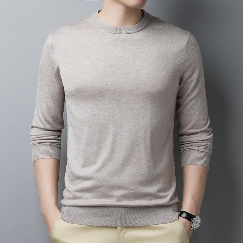 Stilla | Langærmet T-shirt Slim Fit Uld Silke Rundhalset med Ribkant