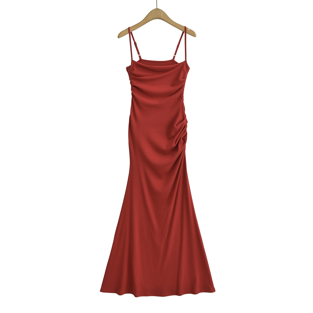 Dame elegant Maxikjole med raffinerede draperinger og svajende kant Stilla