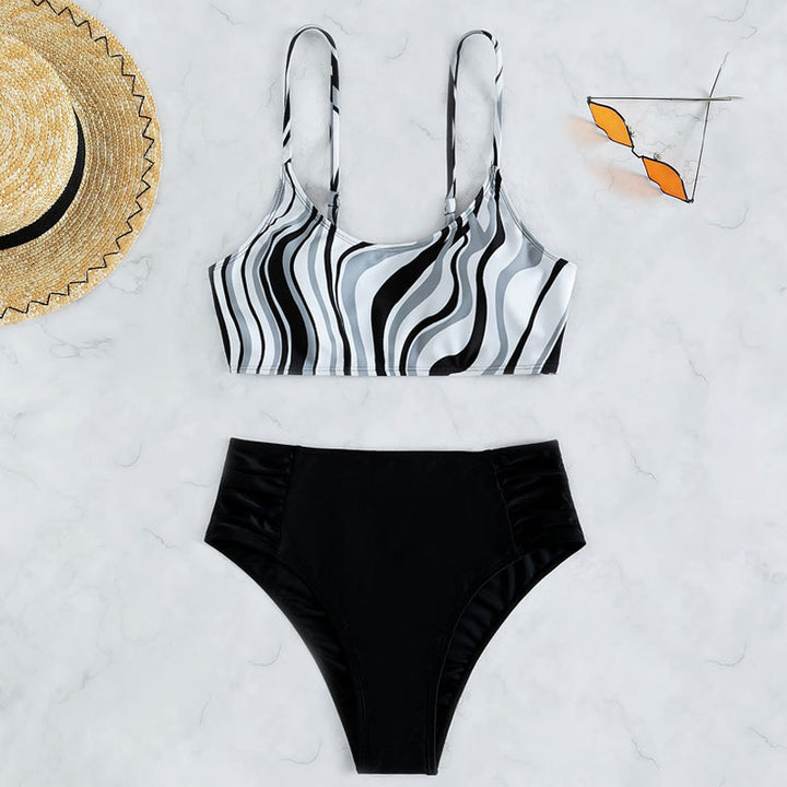 Dame Bikini-sæt med elegant bølgemønster Skovae