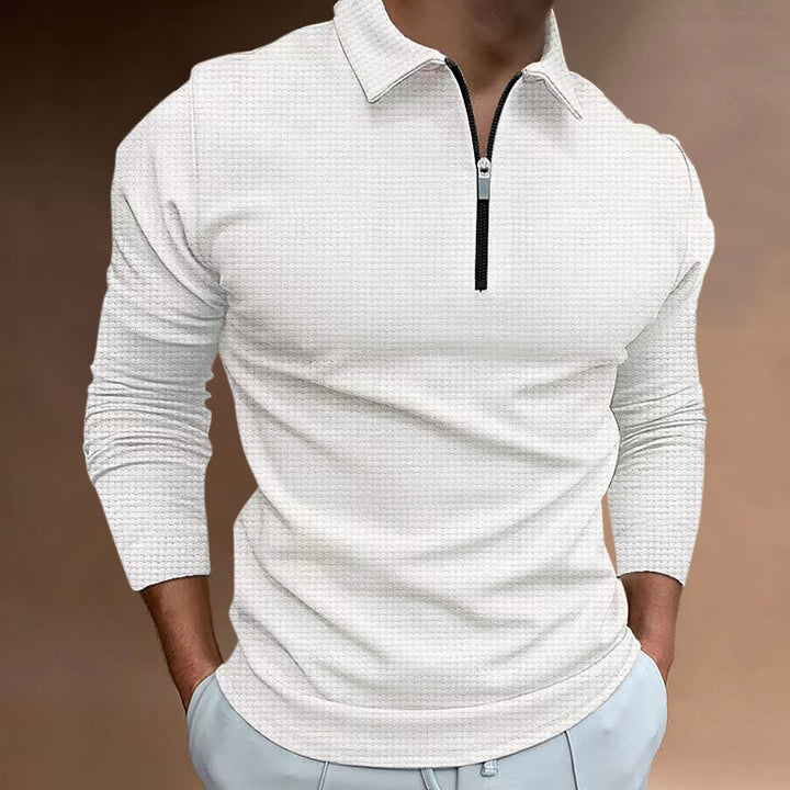 Herre polo t-shirt med lynlås og struktureret design Stilla