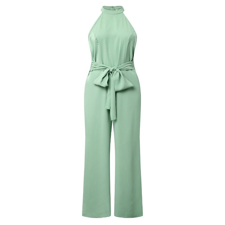 Dame Elegant Jumpsuit med bred ben og taljebælte Stilla