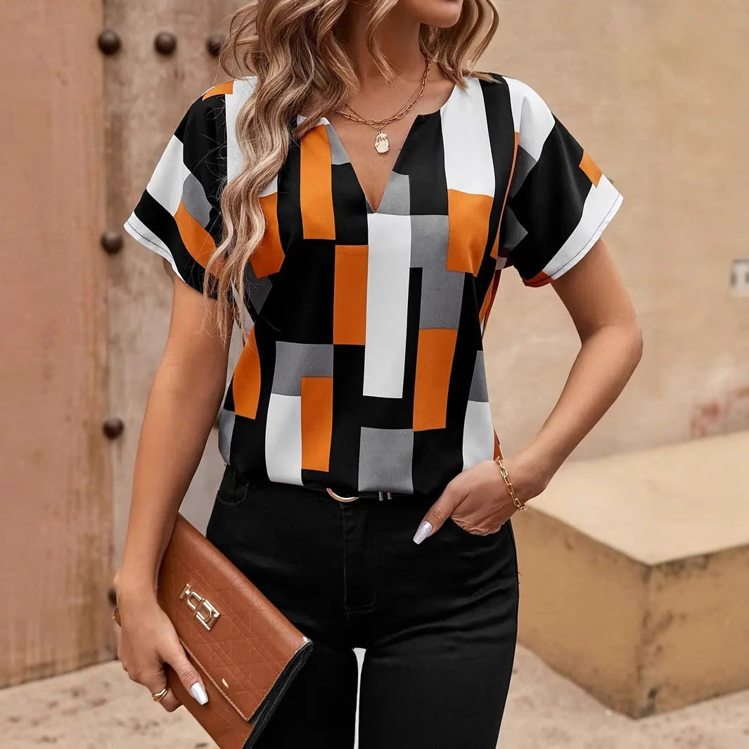 Dame Pæn Bluse med moderne geometrisk mønster Stilla