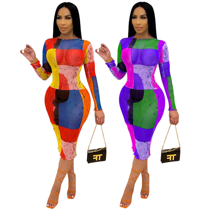 Dame Langærmet Bodycon Kjole Stilla