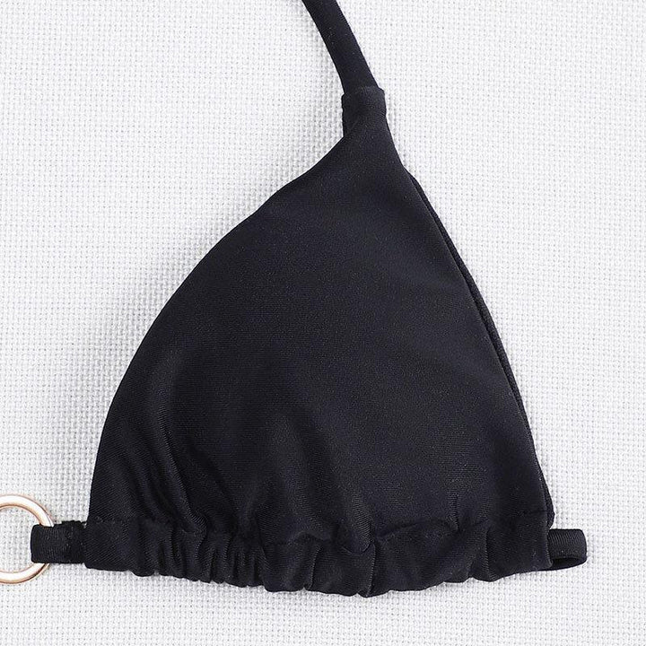 Dame triangel-bikini med gyldne ringdetaljer Skovae