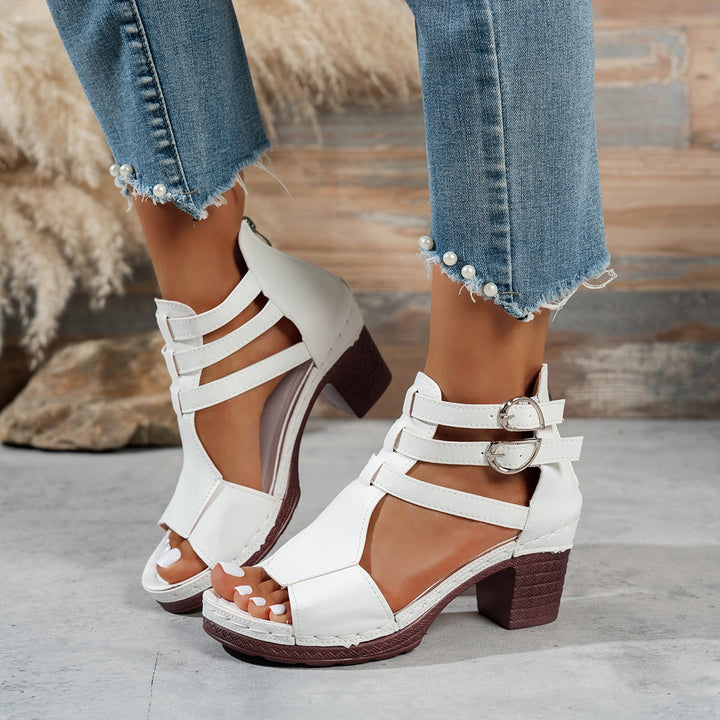 Dame fashionable Slingback sandaler med justerbare remme og blokhæle Stilla