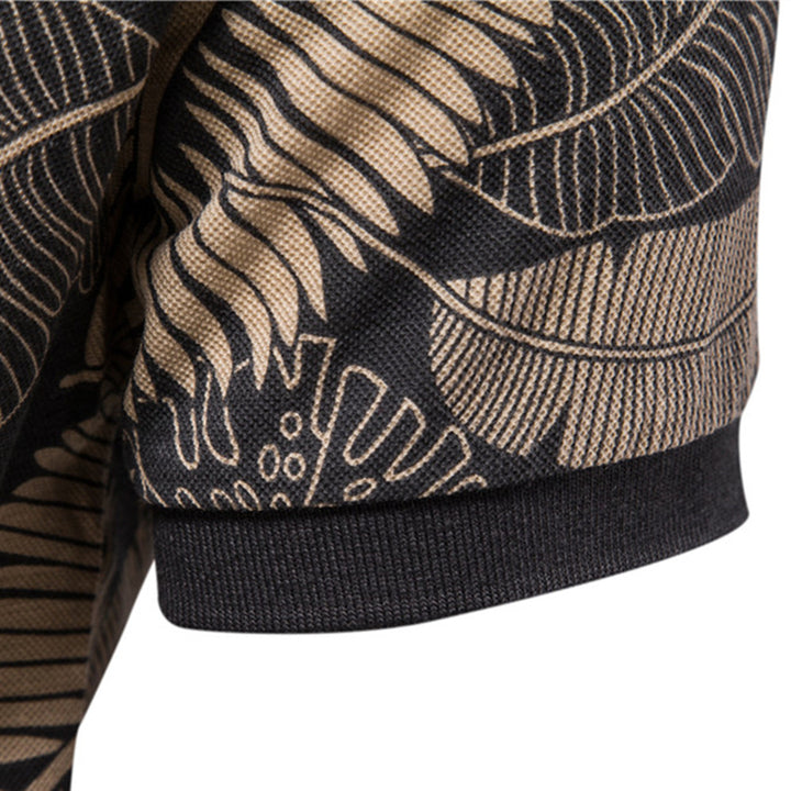 Herre Polo-Shirt med blomsterprint og moderne krave Stilla