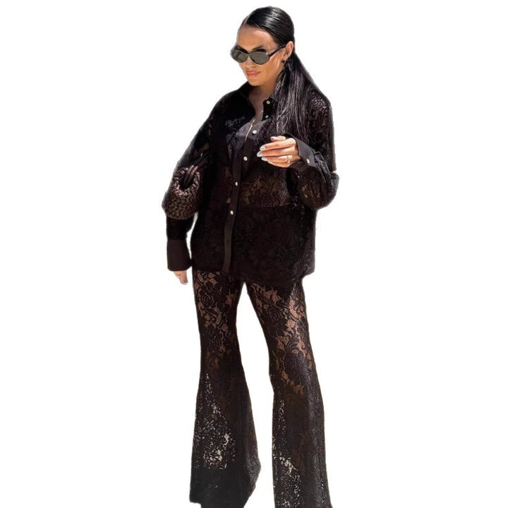 Dame blonde lounge-sæt med vidde ben og lange ærmer Stilla