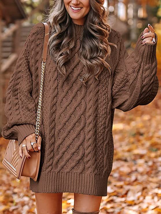 Kvinders stor strikket sweater med kabeldesign Stilla