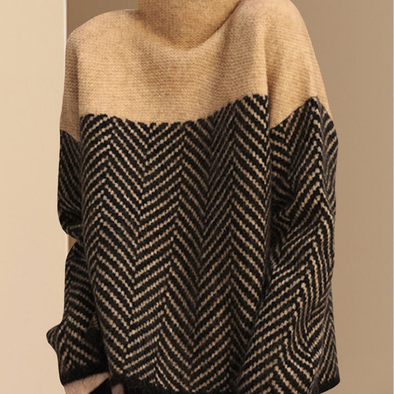 Femme fiskeebenstrik rullekravepullover Stilla