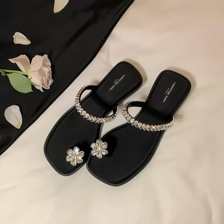 Dame Elegant med rhinsten dekoreret slide sandaler Stilla