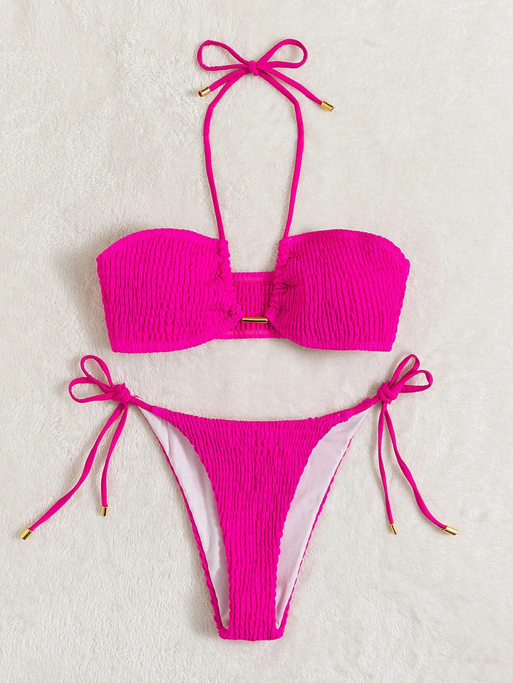 Dame Bandeau-Bikini med justerbare stropper og rynker Stilla