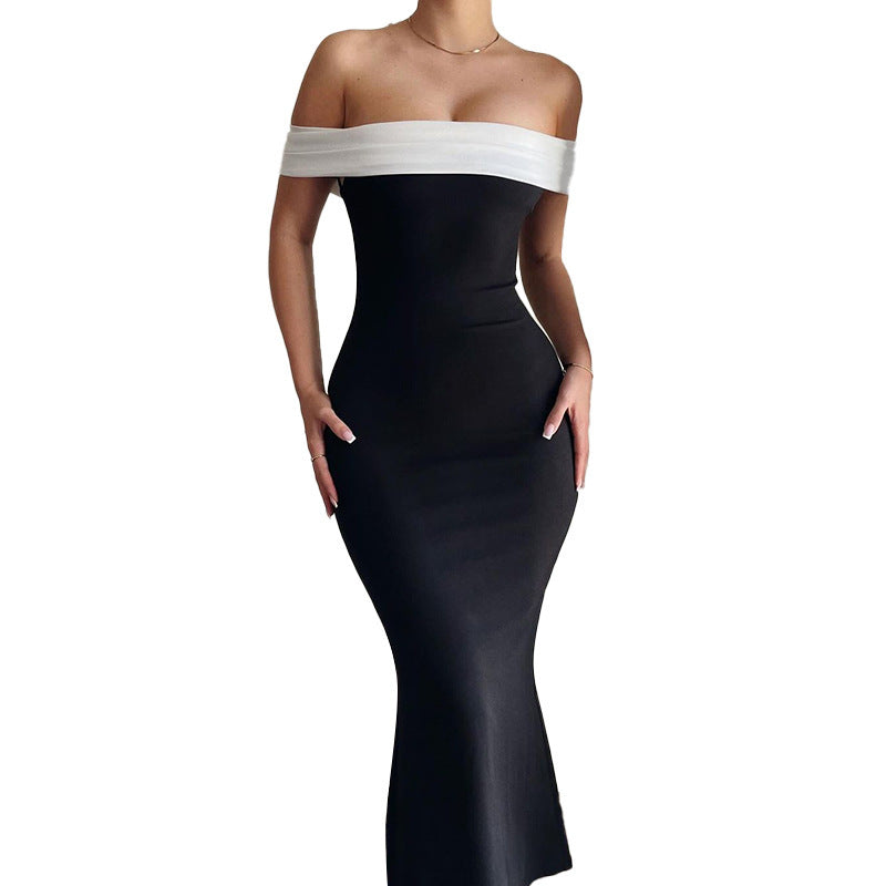 Dame Elegant Off-Shoulder Bodycon Maxikjole Stilla