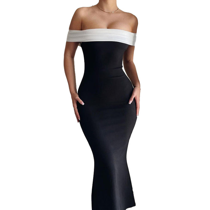 Dame Elegant Off-Shoulder Bodycon Maxikjole Stilla