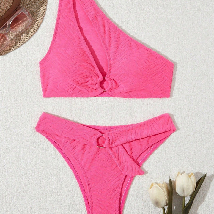 Dame Bikini-sæt med asymmetrisk design og trendy struktur Stilla