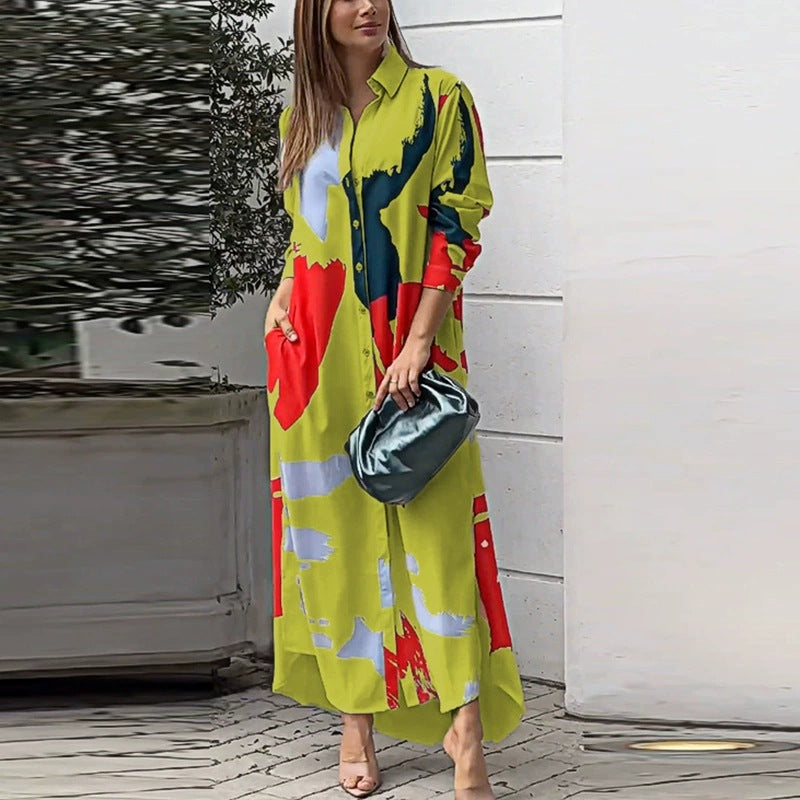 Dame Midi-kjole med farverig print Stilla