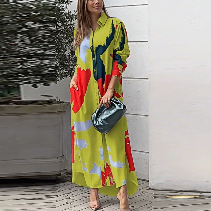 Dame Midi-kjole med farverig print Stilla