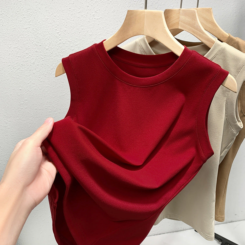 Dame ærmeløs top med elegant draperingsdesign Stilla