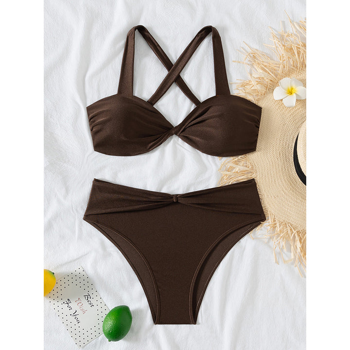 Dame Højkrave Cross-Back Bikini Sæt Stilla