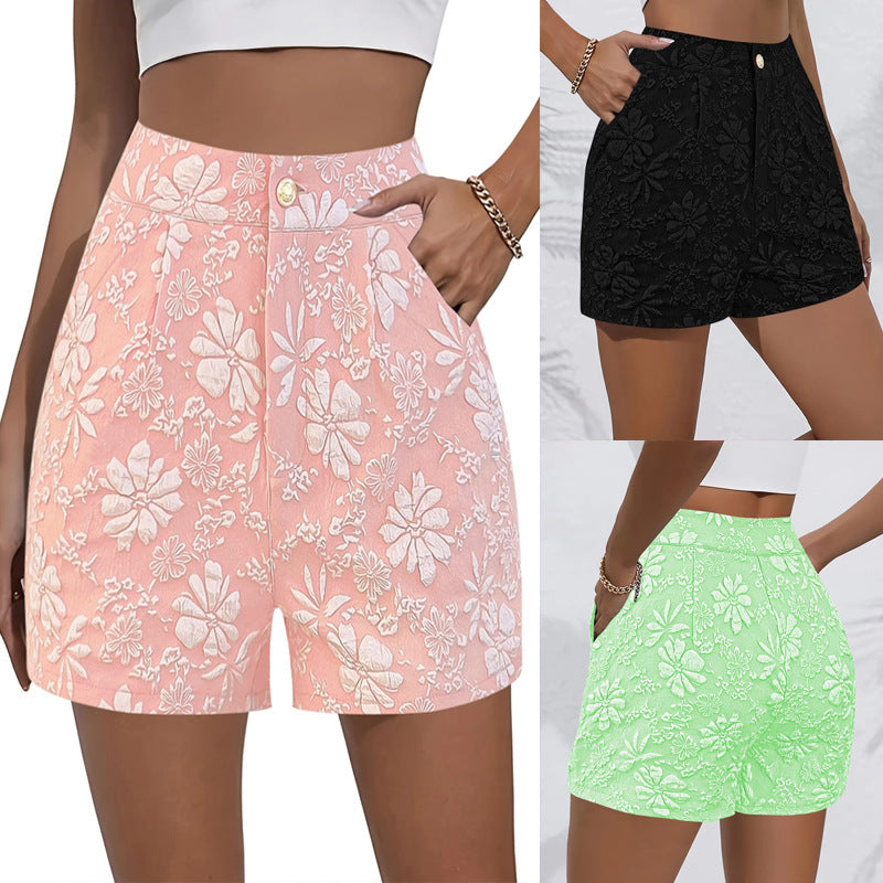 Damer Højtaljede Blomster mønster Korte Shorts Stilla
