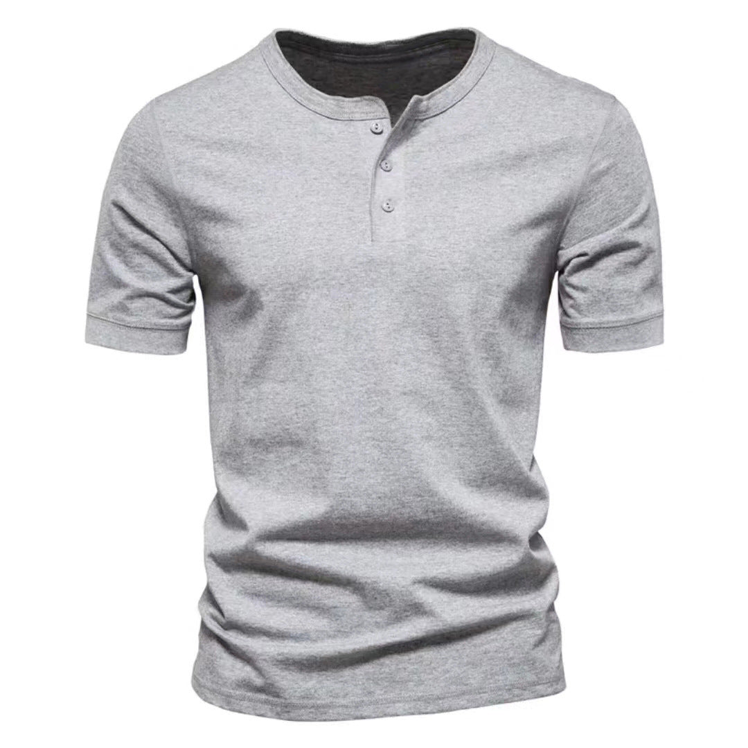 Herrer Korte Ærmer Henley T-Shirt lavet af åndbart bomuldsblanding Stilla