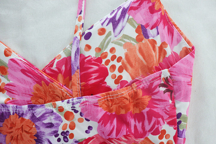 Stilla | Mode Blomsterprint Spaghettistrop Split Maxi Kjole