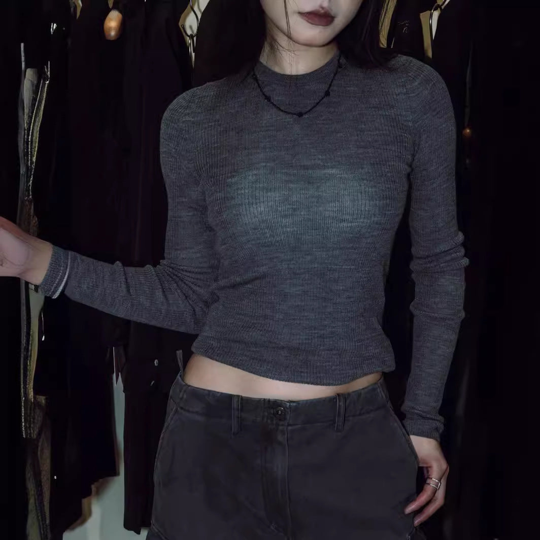 Dame langærmet rib-T-shirt Stilla