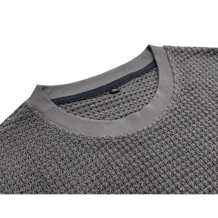 Herrer Rundhalsshirt lavet af struktureret materiale med åndbare egenskaber Stilla