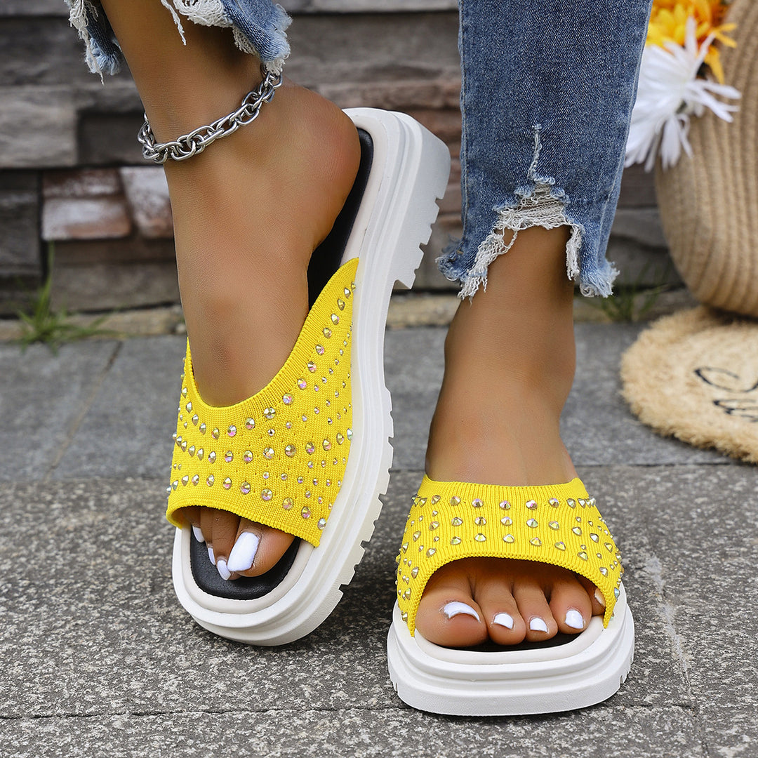 Dame Komfortable Slide-Sandaler med dekorative strassapplikationer og skridsikker sål Stilla