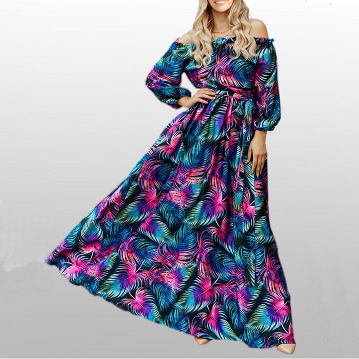Dame Floral Print Off-Shoulder Maxikjole Stilla