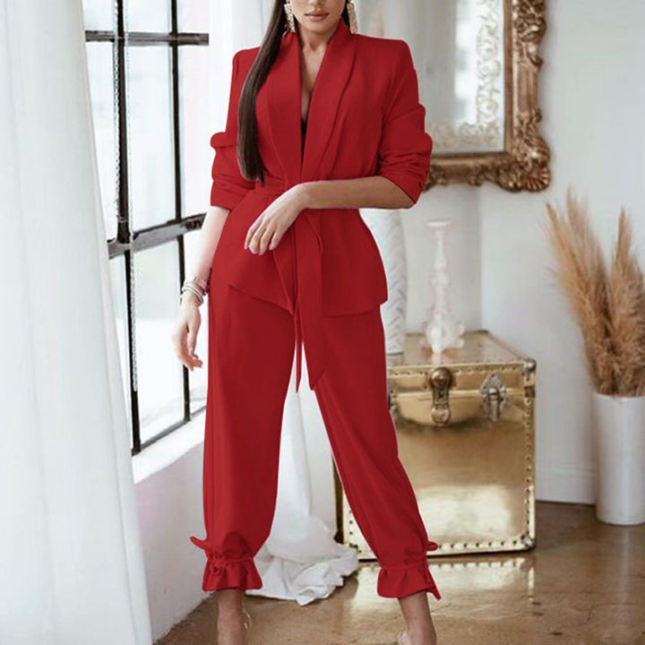 Dame Elegant og moderne blazer-bukse-sæt med casual pasform Stilla