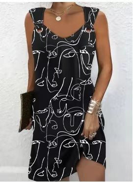 Stilla | Chic Sommer Gade Print Abstrakt Knap Design Kjole
