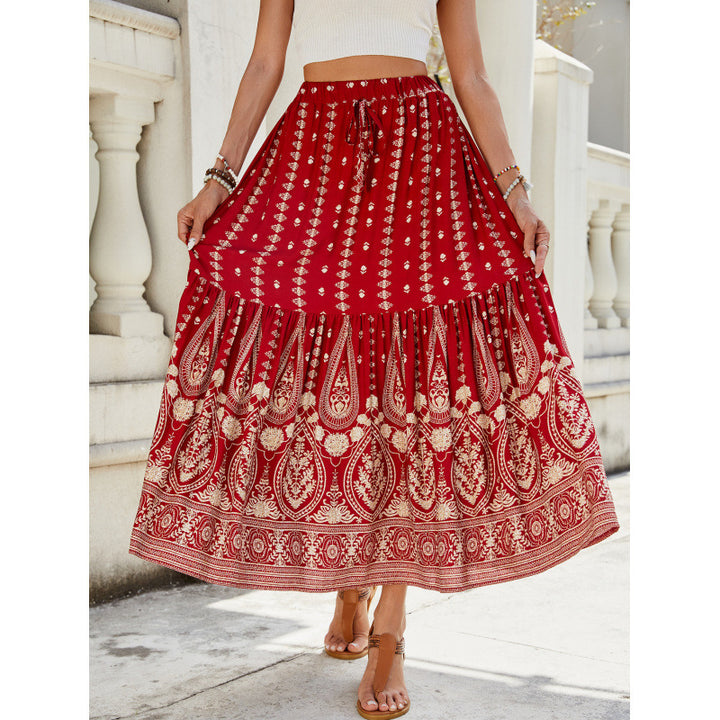 Damer Elegant Bohemian Stil Maxi Nederdel Stilla