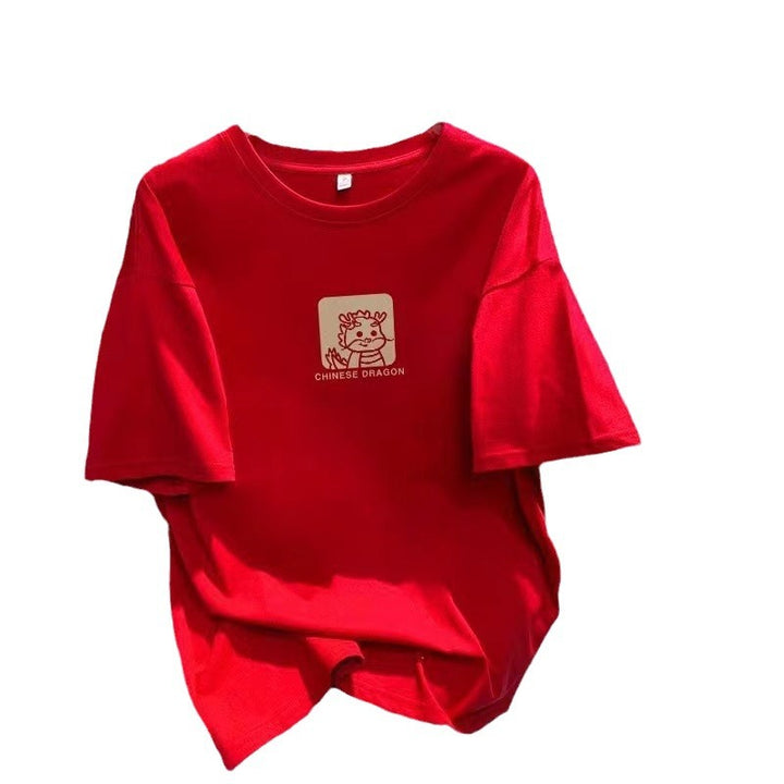 Dame T-shirt med kreativ dragemønster og behagelig oversized pasform Stilla