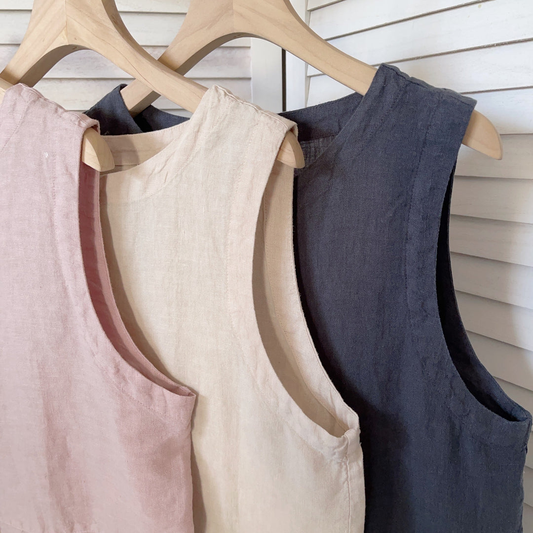 Femme Legere Linned Knap-Down Tank Top Stilla