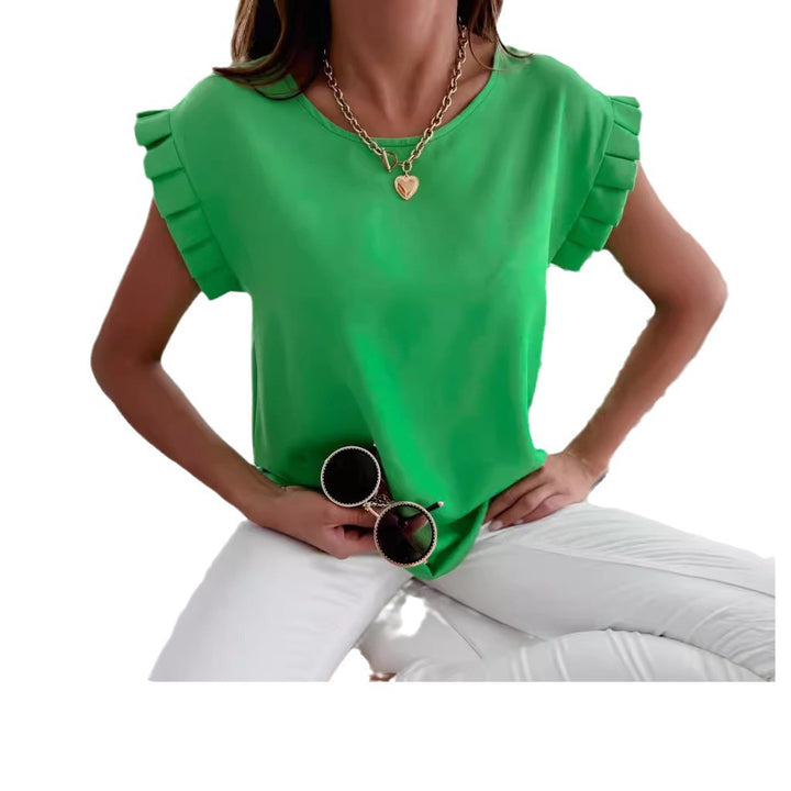 Dame Elegant Rynkeærme Top Stilla