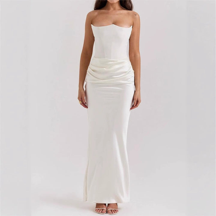 Dame Strapless Aftenkjole med raffineret Drapé Stilla