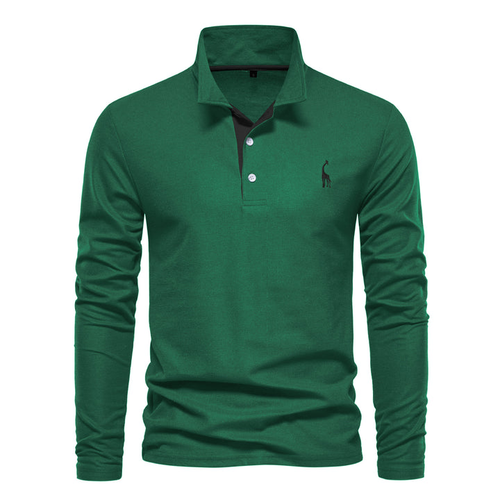 Herre Lange Ærmer Poloshirt med moderne Kontrastkrave og kvalitets bomuldsblanding Stilla