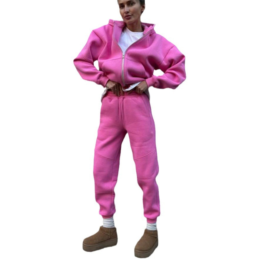 Kvinders sporty fleece jumpsuit med høj krave og praktiske lommer Skovae
