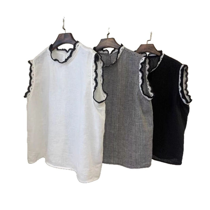 Femme Afslappet Pasform Bestickt Linnedbluse Stilla