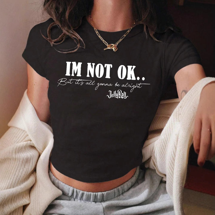 Dame Crop-Shirt med inspirerende tekst Skovae