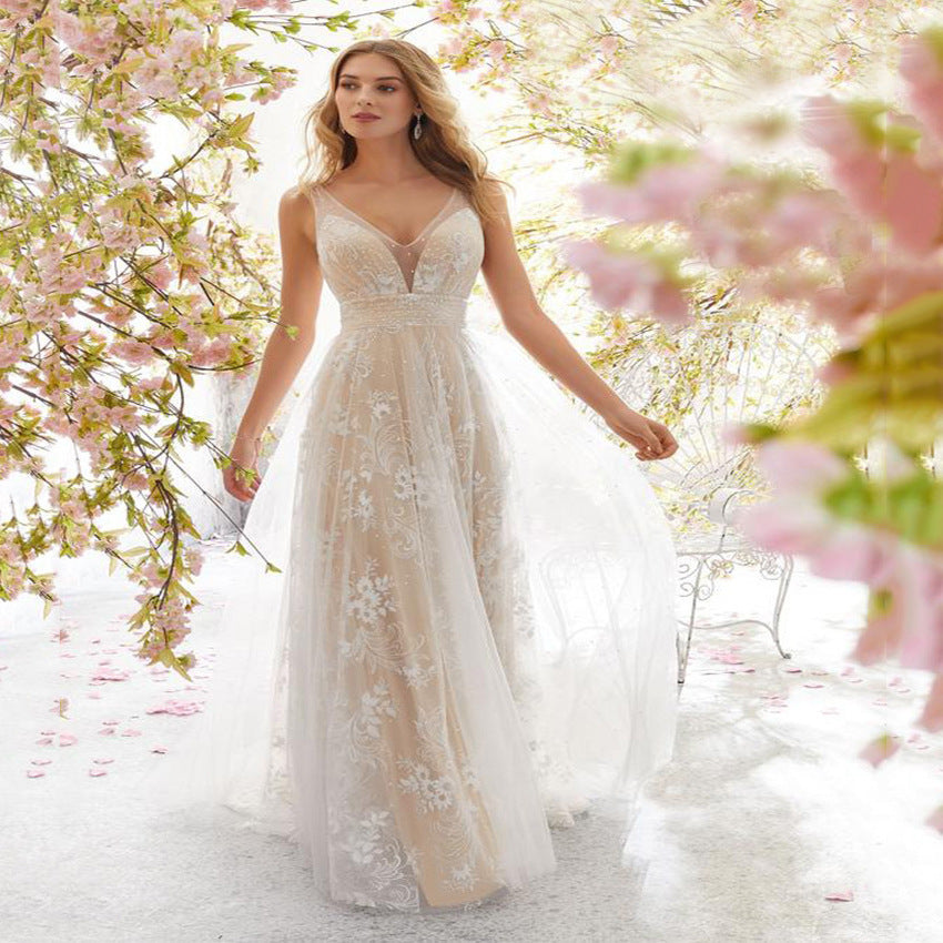 Dame Elegant Tüll Aftenkjole med blomsterdesign og gennemsigtig overflade Stilla