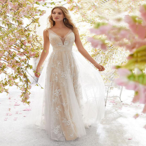 Dame Elegant Tüll Aftenkjole med blomsterdesign og gennemsigtig overflade Stilla