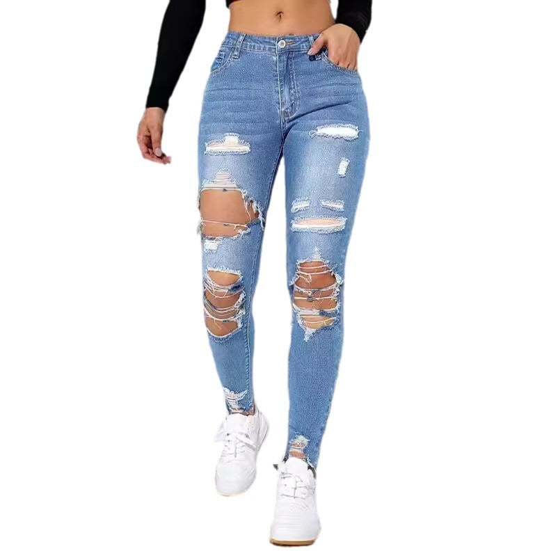 Dame Revnet Skinny Jeans med høj talje og trendy design Stilla