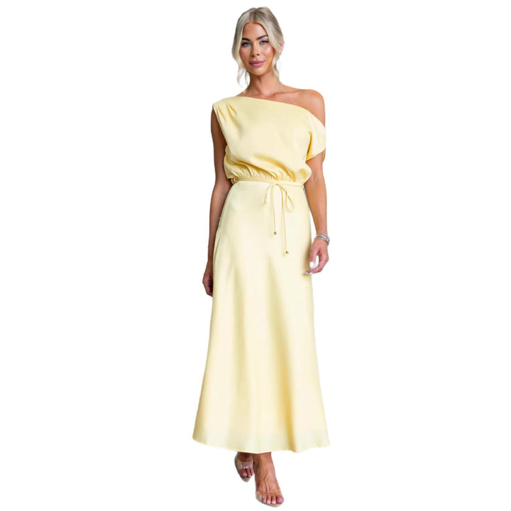 Ladies Maxi Kjole med Off-Shoulder Design og Elastisk Talje Skovae