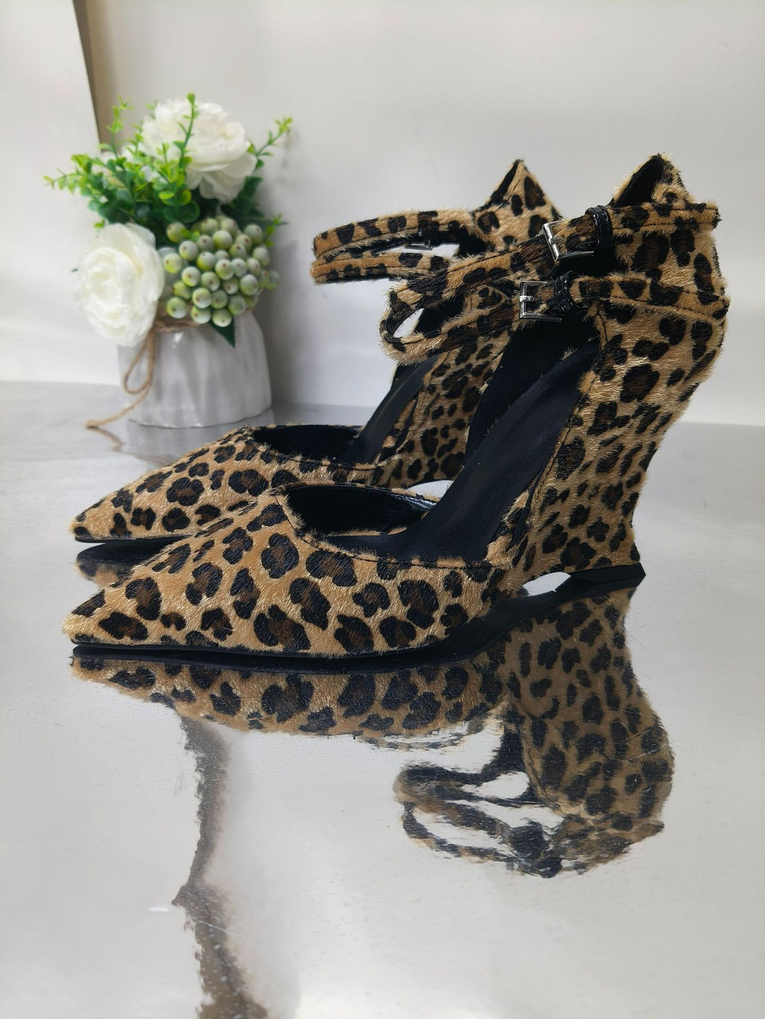 Femme Elegante Syntetisk Skindsål Wedge Pumps Stilla